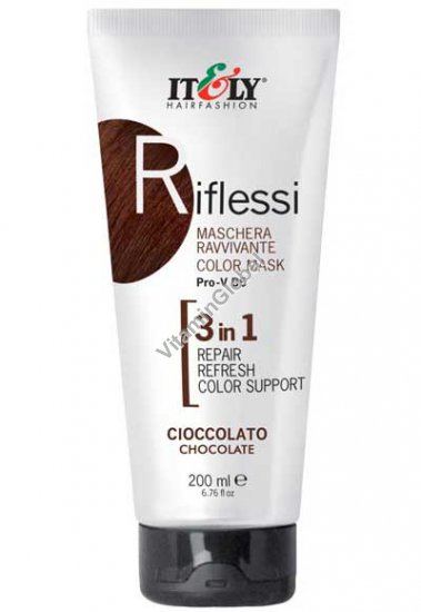 Riflessi – маска для волос 3 в 1, восстанавливающая, освежающая и поддерживающая цвет, шоколадный оттенок 200 мл - Itely