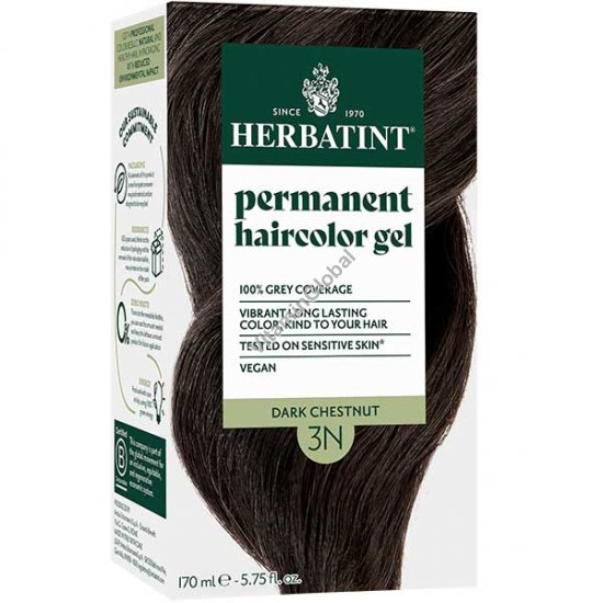 Стойкая гель-краска для волос, цвет темно-каштановый 3N - Гербатинт