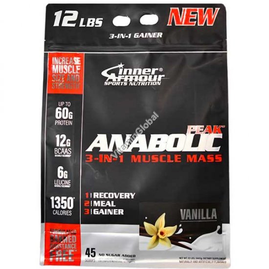 Высокоуглеводный гейнер Anabolic Peak для набора веса, вкус ваниль, 5.44 кг - Inner Armour