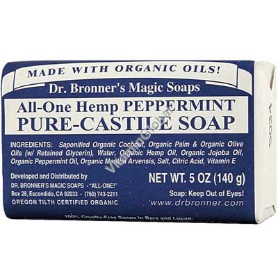 Натуральное мятное мыло 140 гр - Dr. Bronner